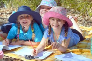 MRIS students, Willow Hardy, Emma Heyink and Sana Evans of Year 2/3  learned all about the school’s native forest during Bush School which was held recently on the Nyindamurra Nature Trail.