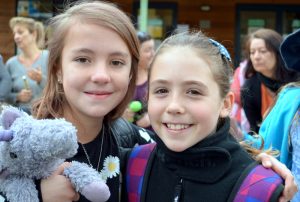 High Adventure: Yr 4/5 students Susha McRostie and Mia Coleman packed up and ready to go on  the Woodman Point Camp on Tuesday. 