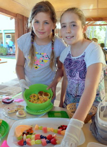 Healthy Options:  Araya  and Mia  sold healthy snacks at MRIS’s recent Savoury Stall