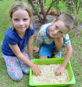 Worm wisdom: Year 2 students, Pia  and Cedar  learn about the life of mealworms. 