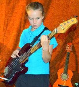Battle of the Bands! 2 All about the Bass! Year 6 student, Sally Howden-Woodland showed her skills on the bass guitar. Sally is a member of Loudmouth and the MRIS Ensemble. She has been a keen musician since she joined MRIS in kindergarten.