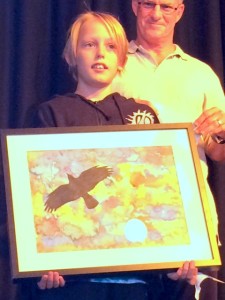 2015 MRIS Graduation and Concert 5 Max Douglas (Yr 6) with his framed artwork