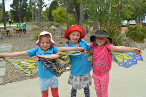 Winging It: Year 1 students Maisy Lukac, Olive Hardy and Oceana Syred donned wings to play during recess. 