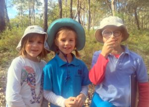 Bush Scientists (l-r): Zoe Wilson, Mali Rosman and George James-Martin were on the search for fungi at MRIS. 