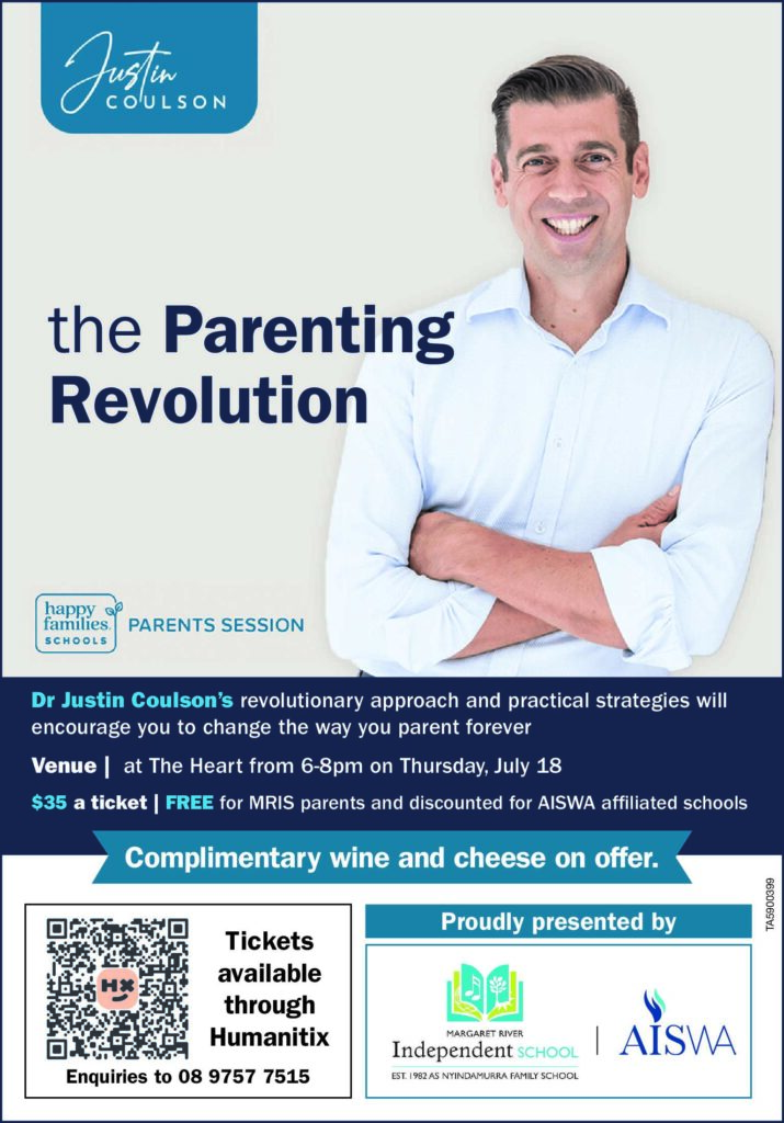 Dr Justin Coulson is coming to Margaret River! 1